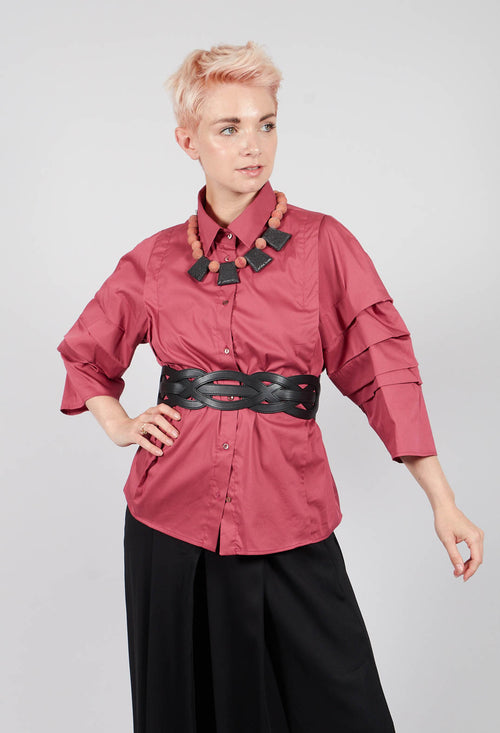 Shirt with Pleated Sleeves in Chianti Glicine
