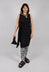 Sleeveless Ruched Dress with Tie Belt in Efesto Nero