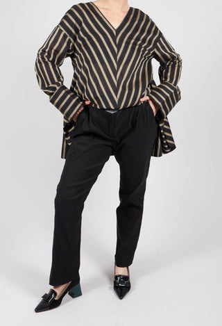 Stretch Straight Leg Trousers in Efesto Nero
