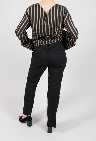 Stretch Straight Leg Trousers in Efesto Nero