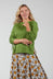 Fine Knit Top with Tie Sleeves in Verde Muschio