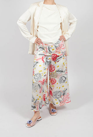 Printed Culottes in Naturale/Rosso/Nero