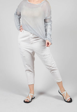 High Waisted Drop Crotch Trousers in Cream Original