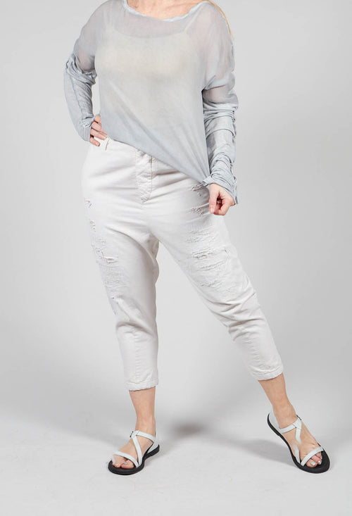 High Waisted Drop Crotch Trousers in Cream Original