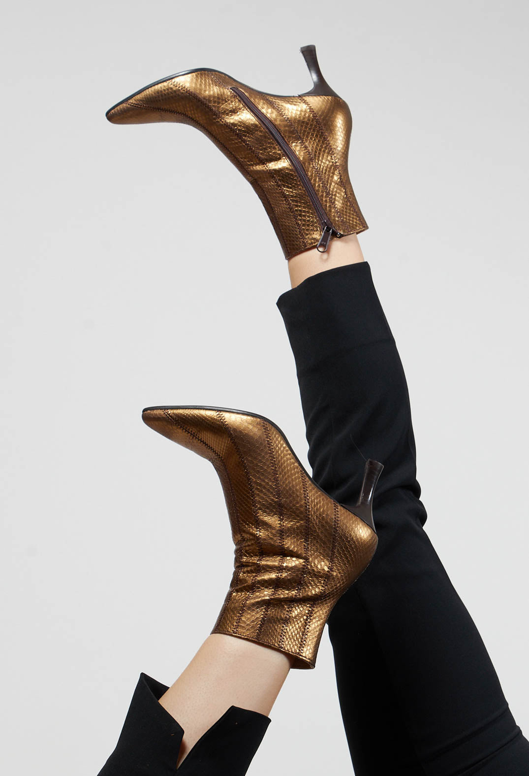 Metallic Ankle Boot Heels in Oro Metallizzato