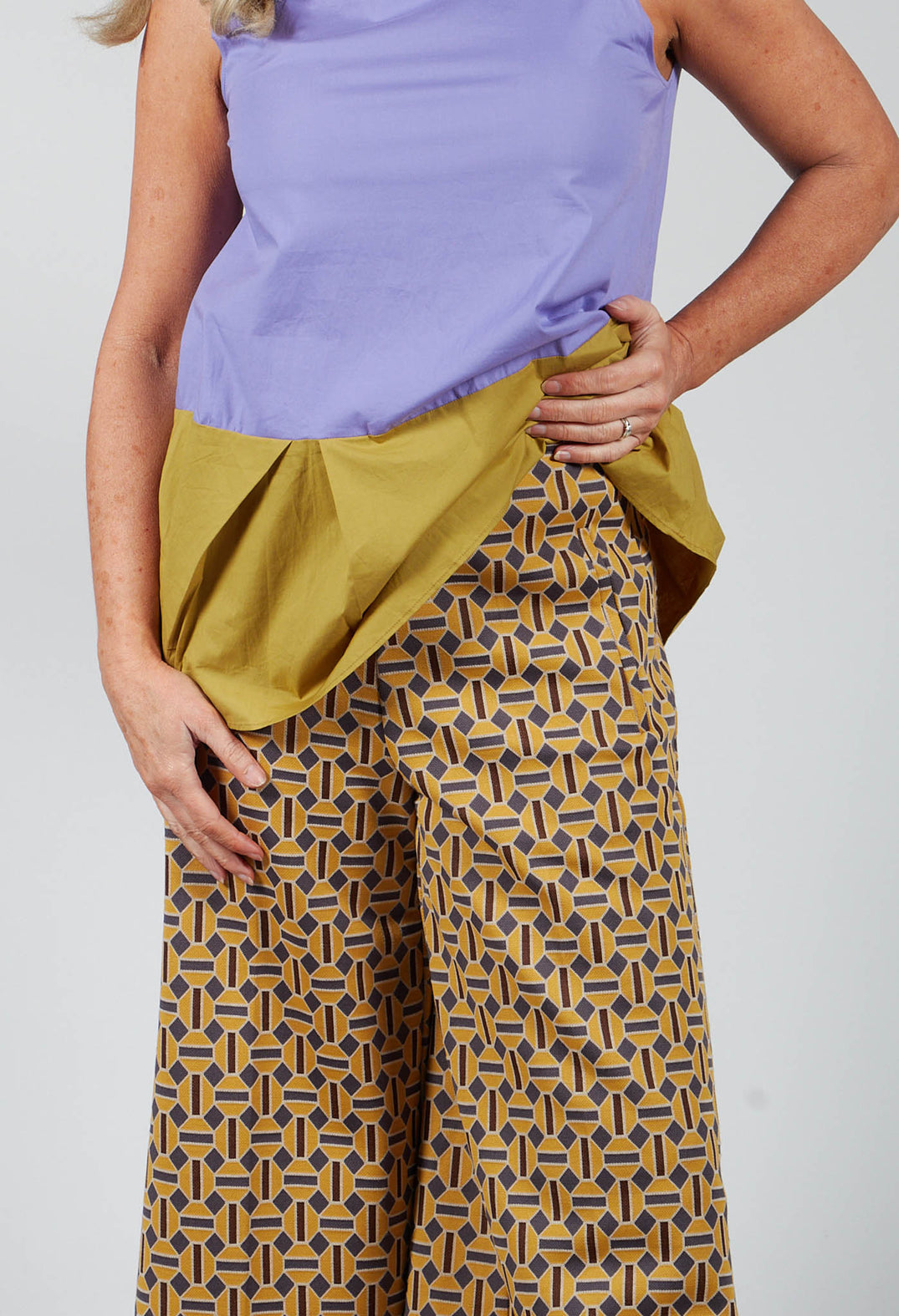 Printed Culottes in Senape / Nero / Brick