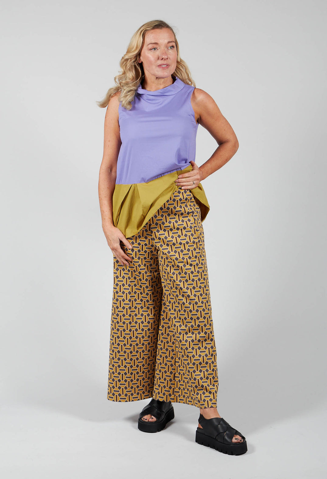 Printed Culottes in Senape / Nero / Brick