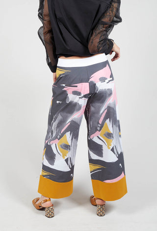 Printed Wide Leg Trousers in Haruna Devotion / Mustard