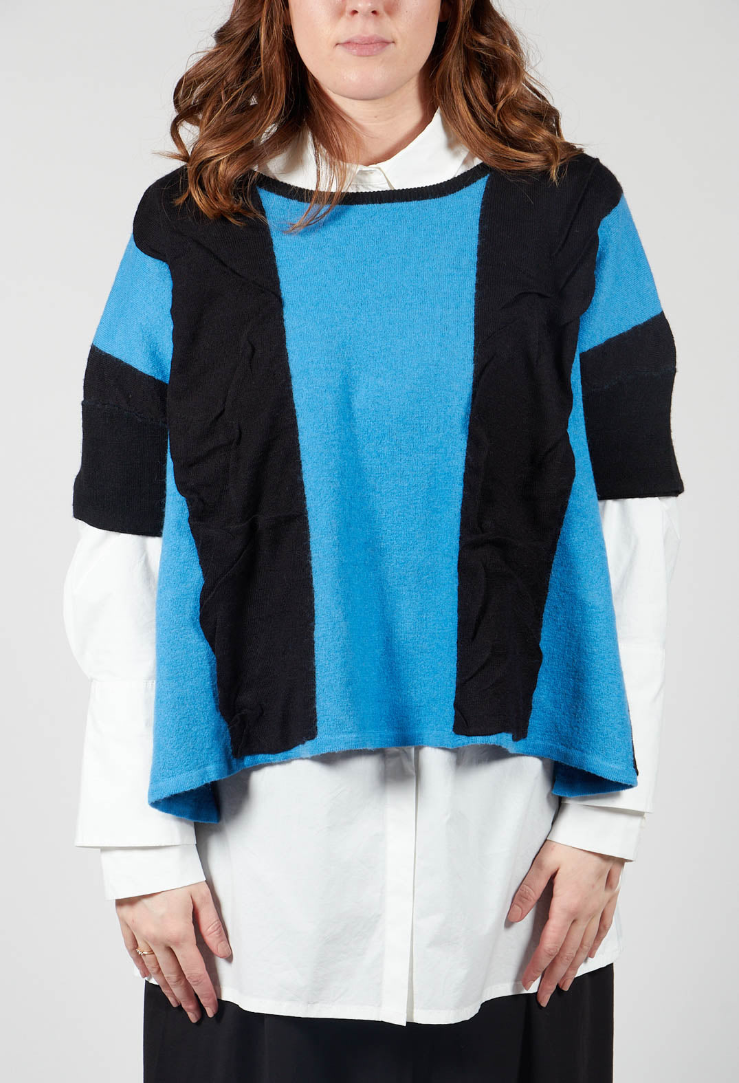 Striped Knitted Top in Black / Blue
