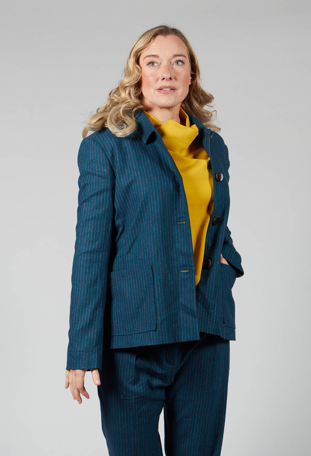 Pinstripe Jacket in Ocean Green