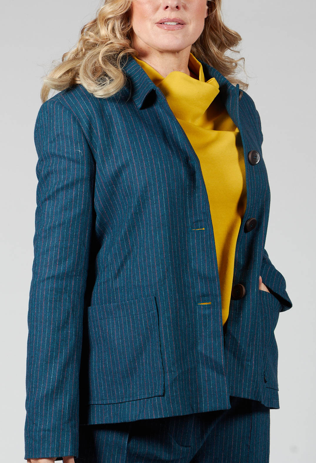 Pinstripe Jacket in Ocean Green