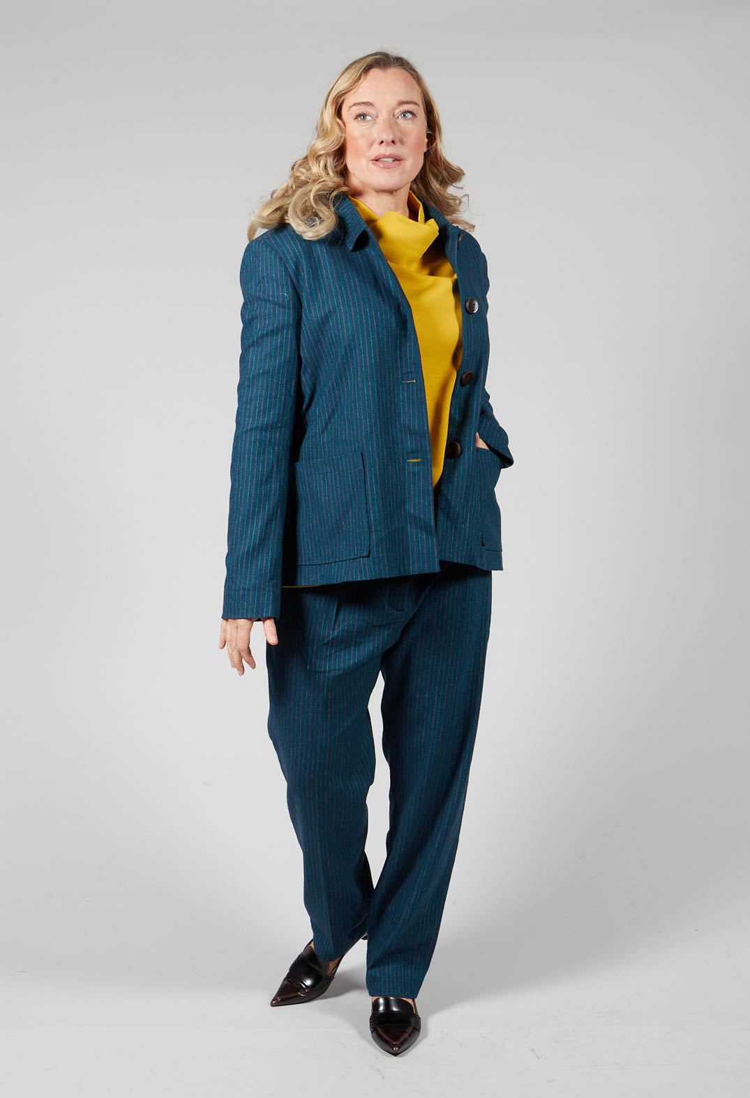 Pinstripe Jacket in Ocean Green