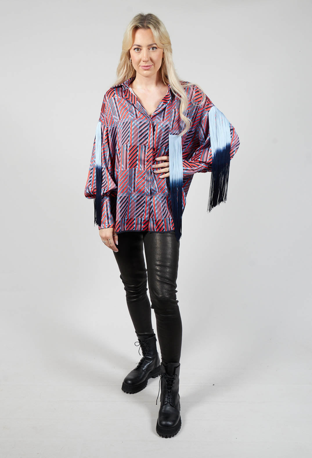 Printed Shirt in Red / Blue