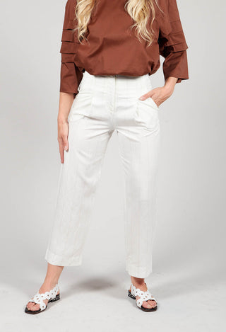 Pinstripe Trousers in Latte