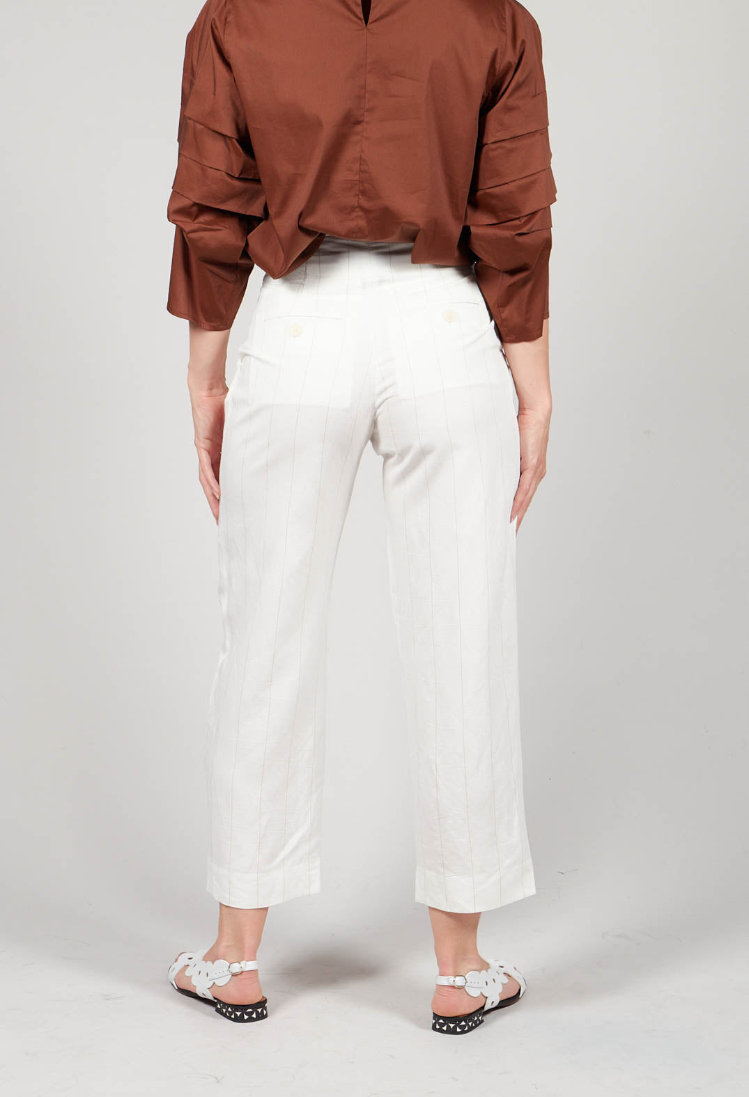 Pinstripe Trousers in Latte