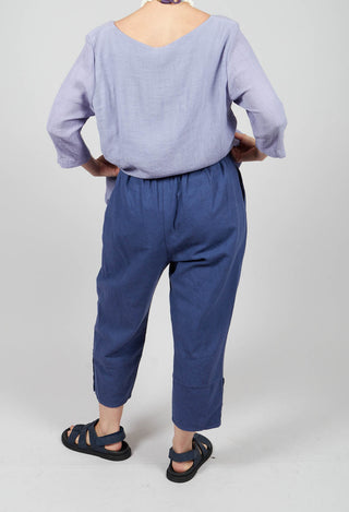 Linen Cropped Pants in Navy