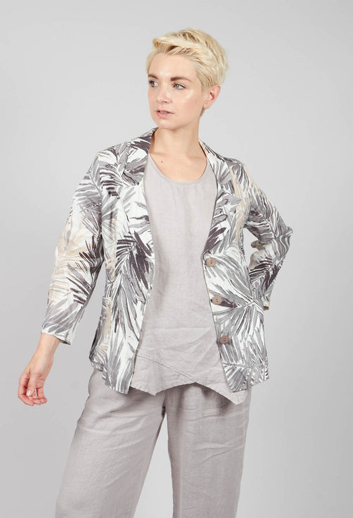Printed Linen Jacket in Grey