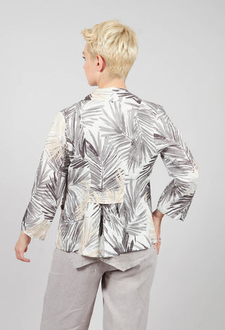 Printed Linen Jacket in Grey