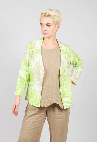 Printed Linen Jacket in Lime
