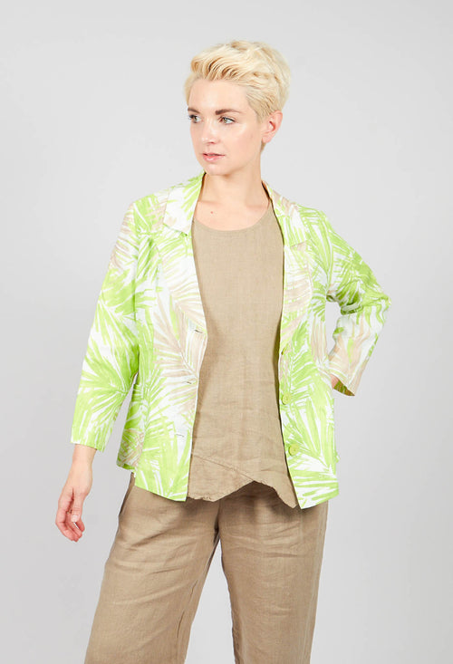 Printed Linen Jacket in Lime