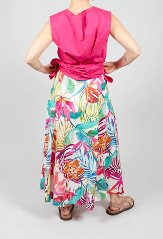 Printed Linen Maxi Skirt in Multi