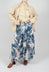 Printed Linen Maxi Skirt in Navy
