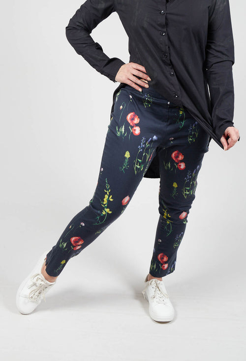 Trousers with Flower Print in Original