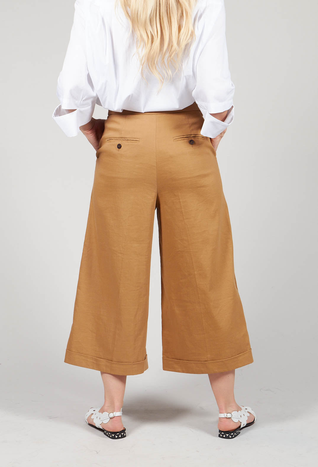 Cropped Wide Leg Trousers in Bobtail Bronzo