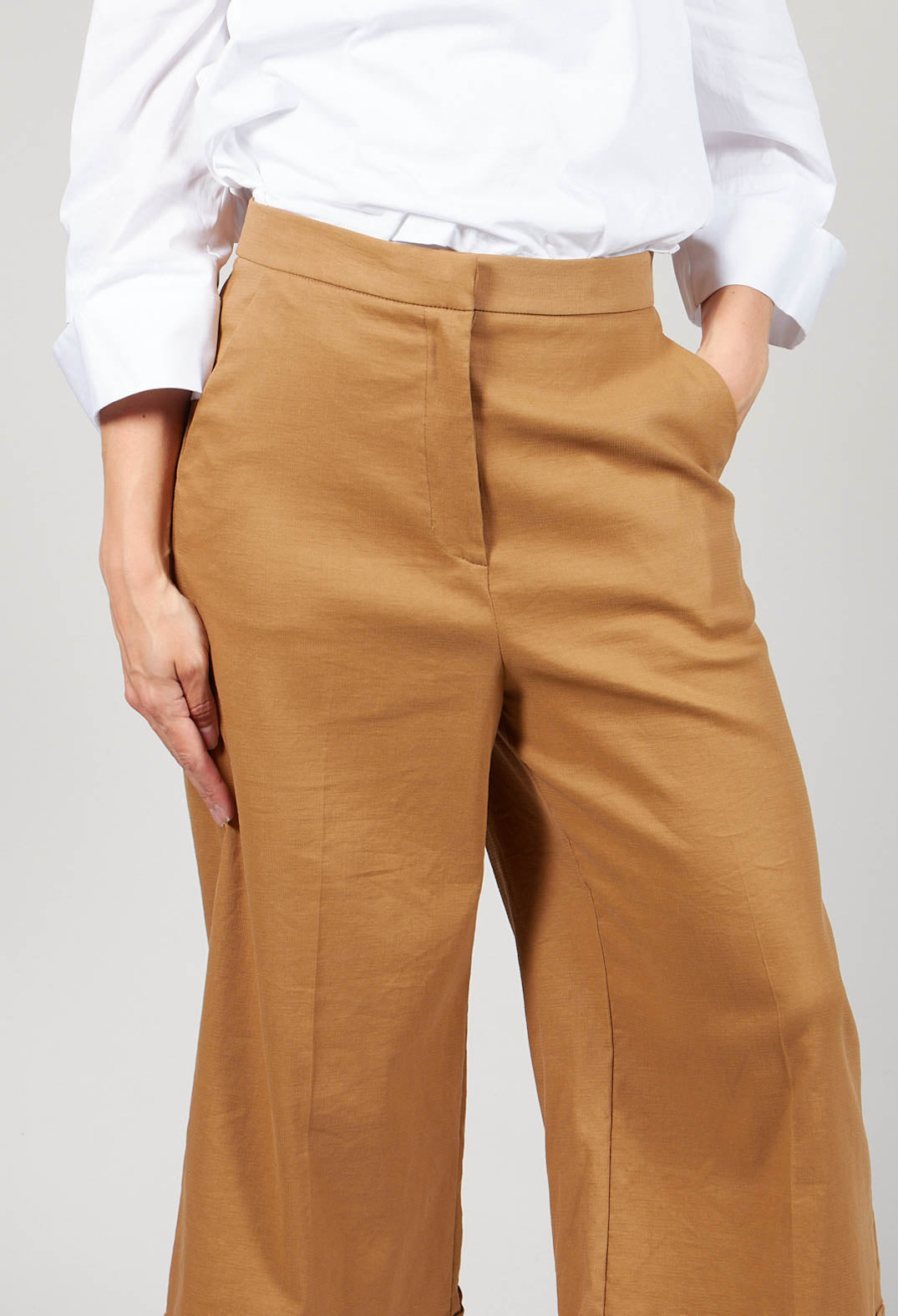 Cropped Wide Leg Trousers in Bobtail Bronzo