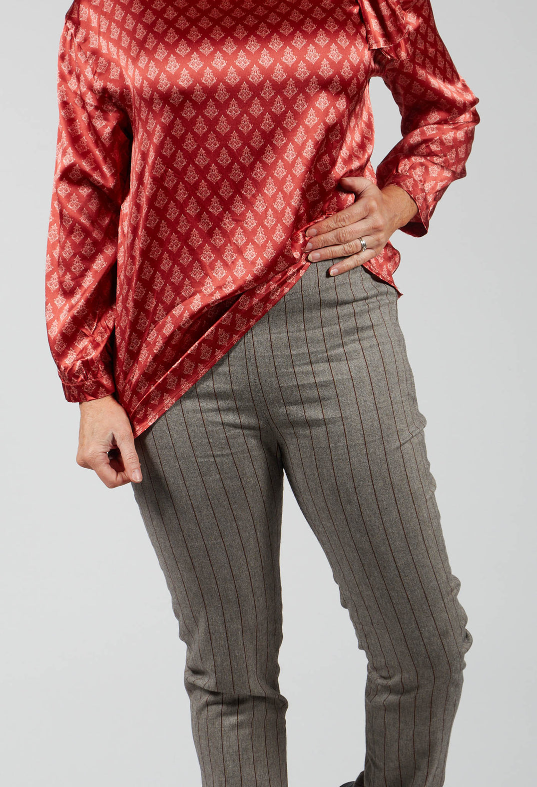 Pinstripe Cigarette Trousers in Alabaster