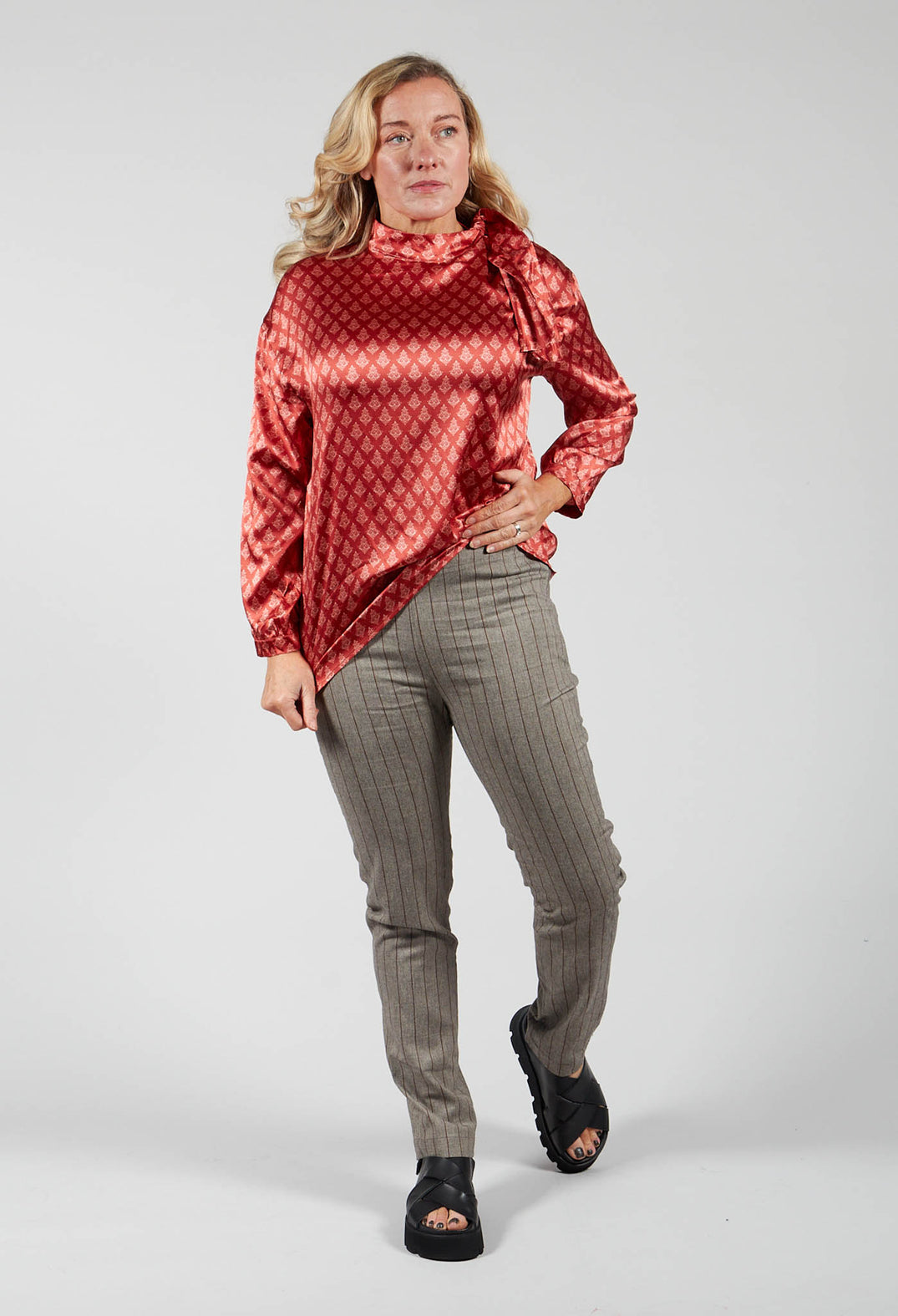 Pinstripe Cigarette Trousers in Alabaster