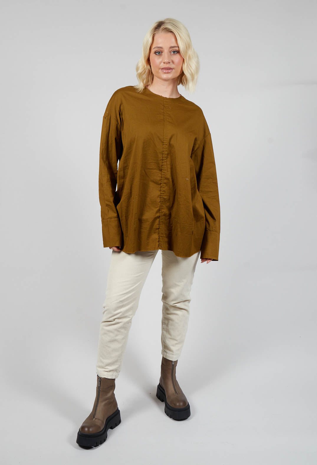 Gathered Back Top in Oliva