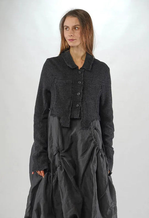 PRE-ORDER - Cropped Button Through Cardigan in Bone (Pictured in Crow Mel) - 1757103