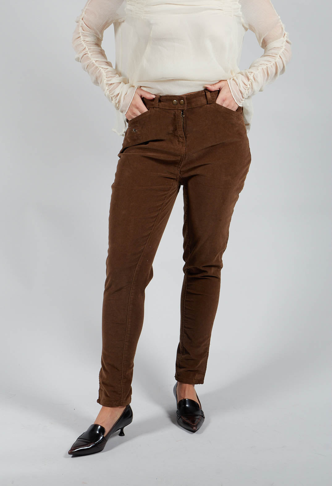 Corduroy Straight Leg Trousers in Carmel