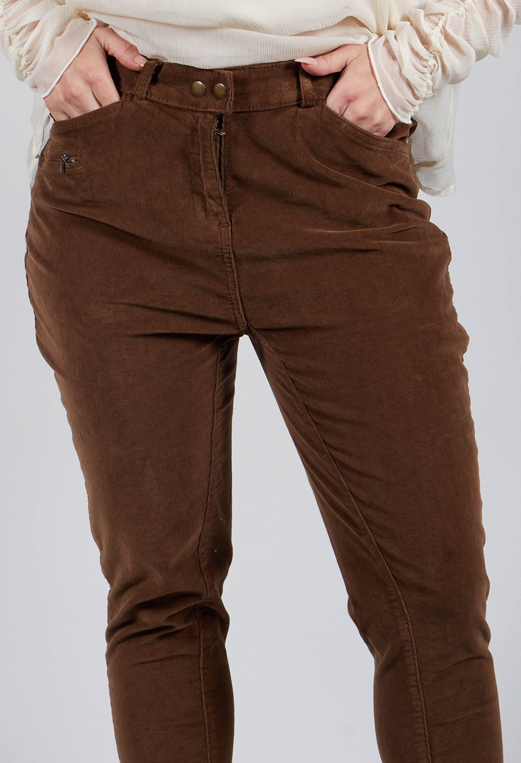 Corduroy Straight Leg Trousers in Carmel
