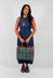 Denim-Look Pleated Dress in Blue