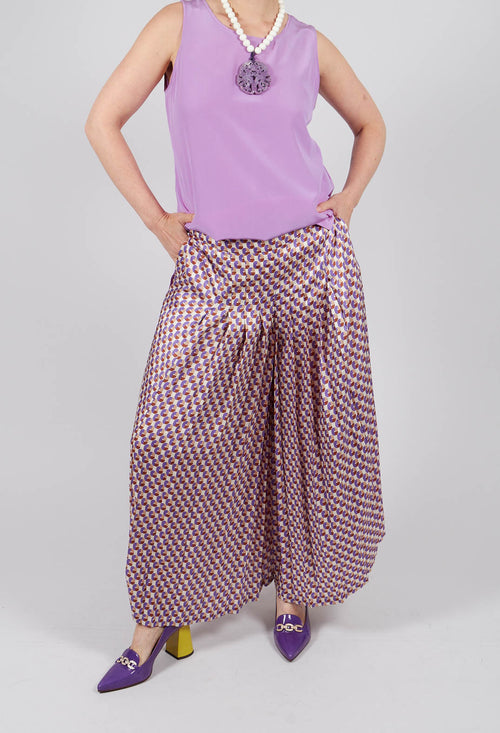 Wide Leg Trousers in Beige/Bianco