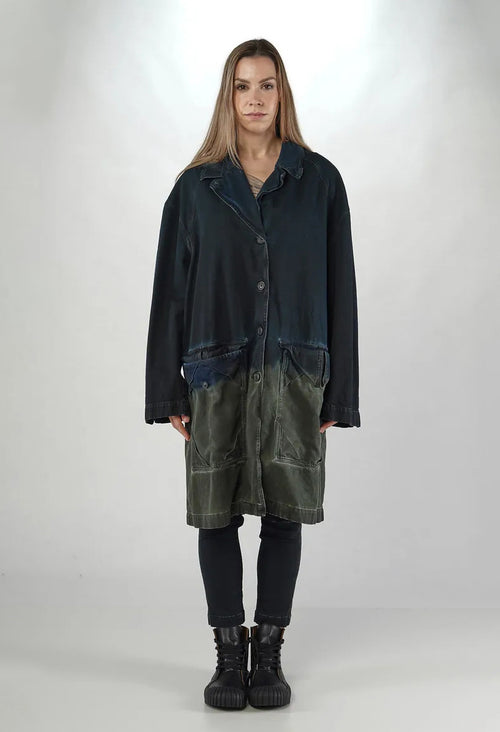 PRE-ORDER - Colour Block Coat in Lagoon Light (Pictured in Pine Medium) - 2031205