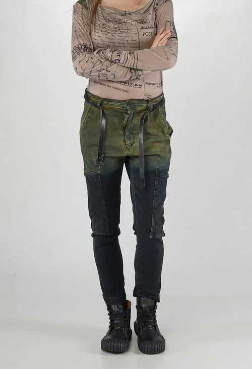 PRE-ORDER - Colour Block Slim Leg Jeans in Crab Medium (Pictured in Lagoon Medium) - 2060101