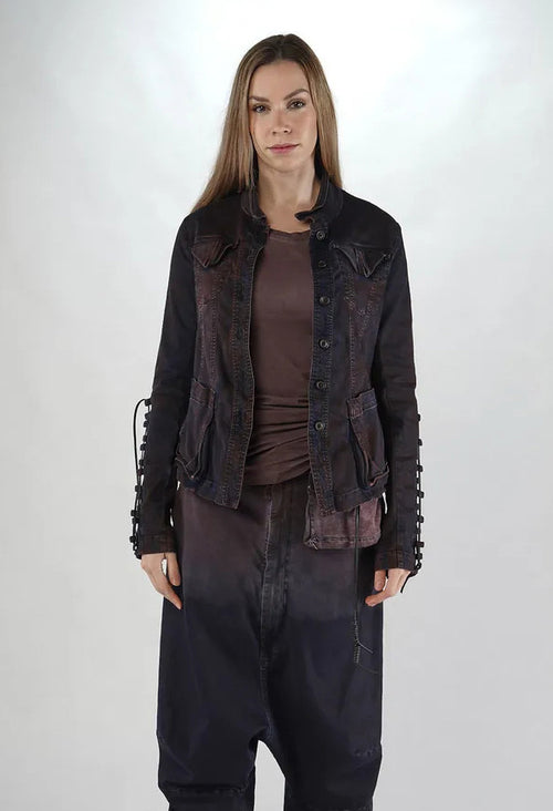 PRE-ORDER - Button Through Jacket in Black Gloss (Pictured in Flamingo Dark) - 2061117