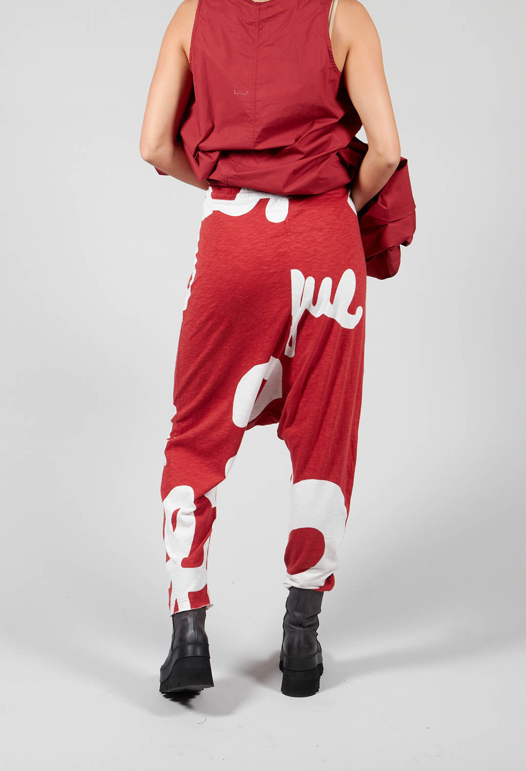 Drop Crotch Joggers in Berry Print