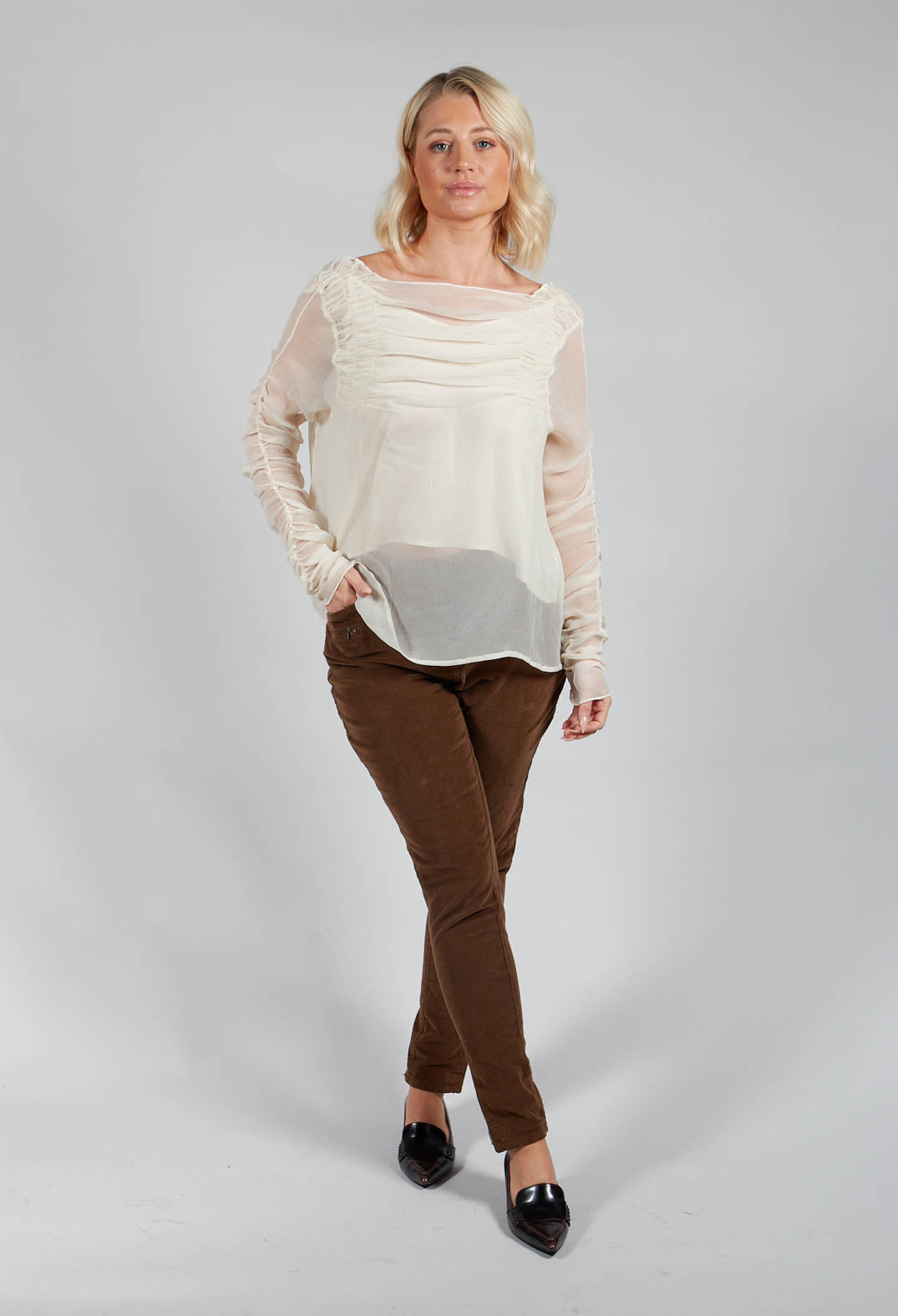 Corduroy Straight Leg Trousers in Carmel