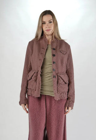 PRE-ORDER - Wool Jacket with Raw Edges in Light Pine (Pictured in Lt Flamingo) - 2211102