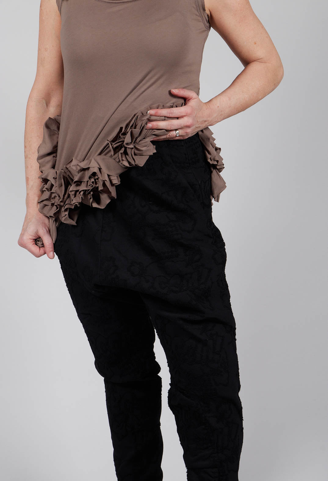 Drop Crotch Trousers with Embelished Black Punch