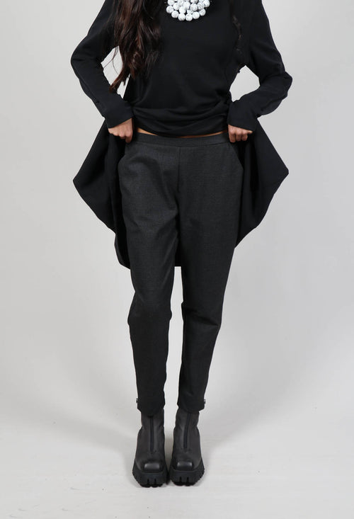 Clok Trousers with Check Print in Dark Grey