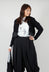 Cropped Style Cardigan with Net Trim in Black
