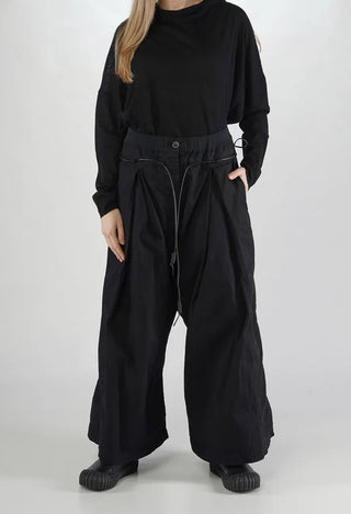 PRE-ORDER - Pleat Front Wide Leg Trousers in Pine Cloud (Pictured in Black) - 2600106