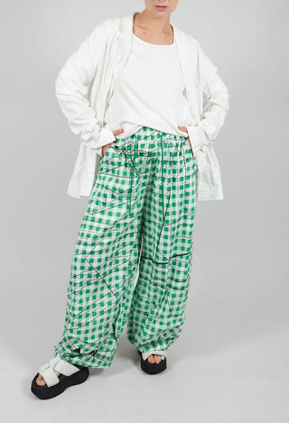 Relaxed Fit Trousers with Elasticated Waist in Apple Print