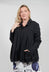 Button Up Bomber Jacket with Pleat Detail in Black