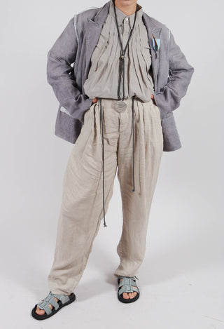 Vintage Look Linen Trousers in Original Beige